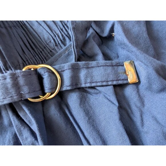 VTG Crescent Bay Navy Blue Elastic Waist Shorts Belted Detail Gold Buckle 22 USA - Picture 6 of 7